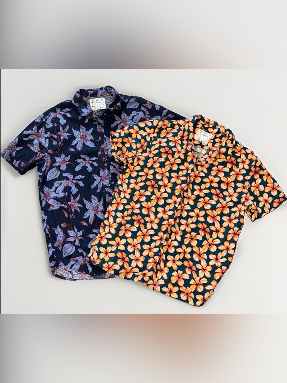 Lot of 2 MBX Premium Goods Men Medium Hawaiian Shirts Floral Button Up Tropical